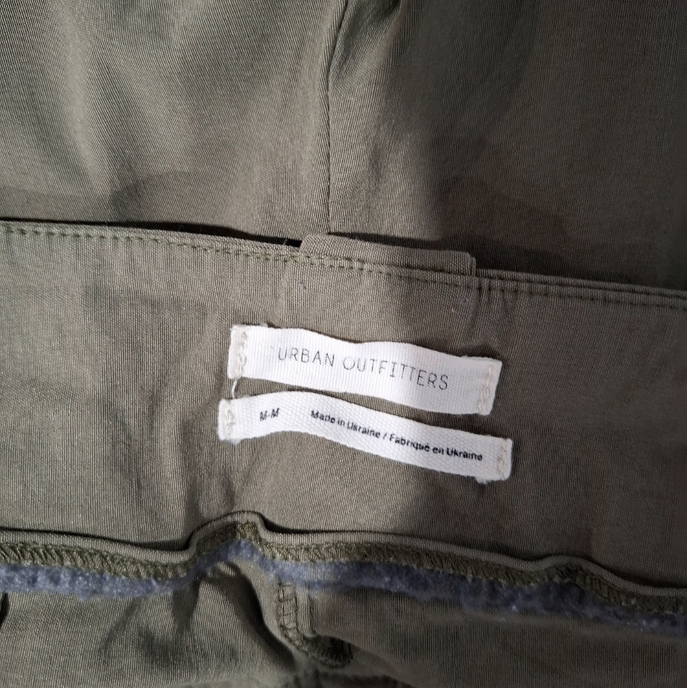 Urban Outfitters Bengaline Low-Rise Cargo Flare Pants Brown Retro Green M Y2K - Picture 10 of 11